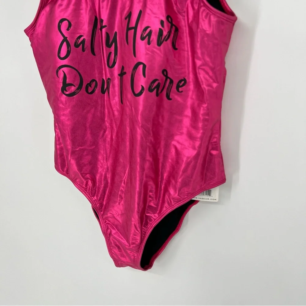 NWT‎ InGear Metallic High Cut Fuchsia Pink One Piece Swimsuit